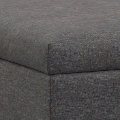 SIMPLIHOME Rebecca 36 inch Wide Contemporary Square Mid Century Coffee Table Storage Ottoman with Lift Up Lid in Slate Grey Polyester Linen, Assembled, For the Living Room, Entryway and Family Room