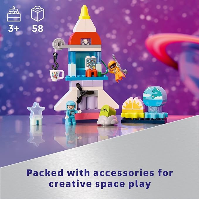 LEGO DUPLO 3 in 1 Space Shuttle Adventure Toddler Building Toys - Space Toys for Boys &amp Girls Ages 3+ Years - Gift for Christmas - Learning &amp Pretend Play Activity - 10422