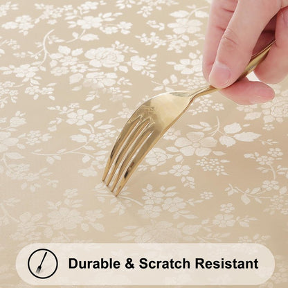 Smiry Rectangle Table Cloth, Waterproof Heavy Duty Vinyl Tablecloths, Wipeable Washable Table Cover for Kitchen and Dining Room (Beige, 70" X 120")