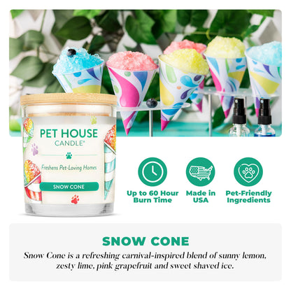 Pet House Candles, Plant-Based, Clean Burning, Long Lasting Pet Odor Candle for Home - Snow Cone