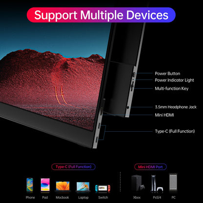 ForHelp True 4K Portable Monitor - 15.6inch UHD 3840×2160 100% sRGB USB-C HDMI External Second Monitor Portable IPS Screen Computer Display with Speakers for Laptop MacBook Switch PS5/4 Xbox