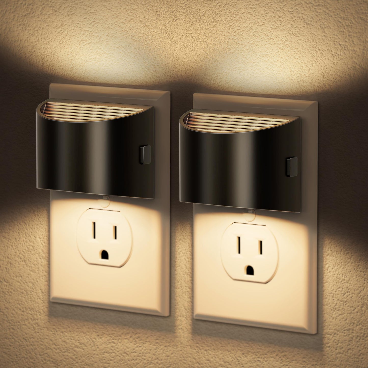 JandCase Night Light, Automatic Night Lights Plug into Wall,2 Pack Dusk to Dawn Sensor Nightlight, 3000K Soft White Brightness Adjustable Nightlight for Kids Bedroom Hallway Kitchen Decor