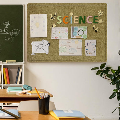 Large Bulletin Board - 48 x 36 Inches, Decorative Felt Pin Board for Wall - 4' x 3' Foldable Photo Display Board with Self-Adhesive Tape, Includes 20 Push Pins - Olive