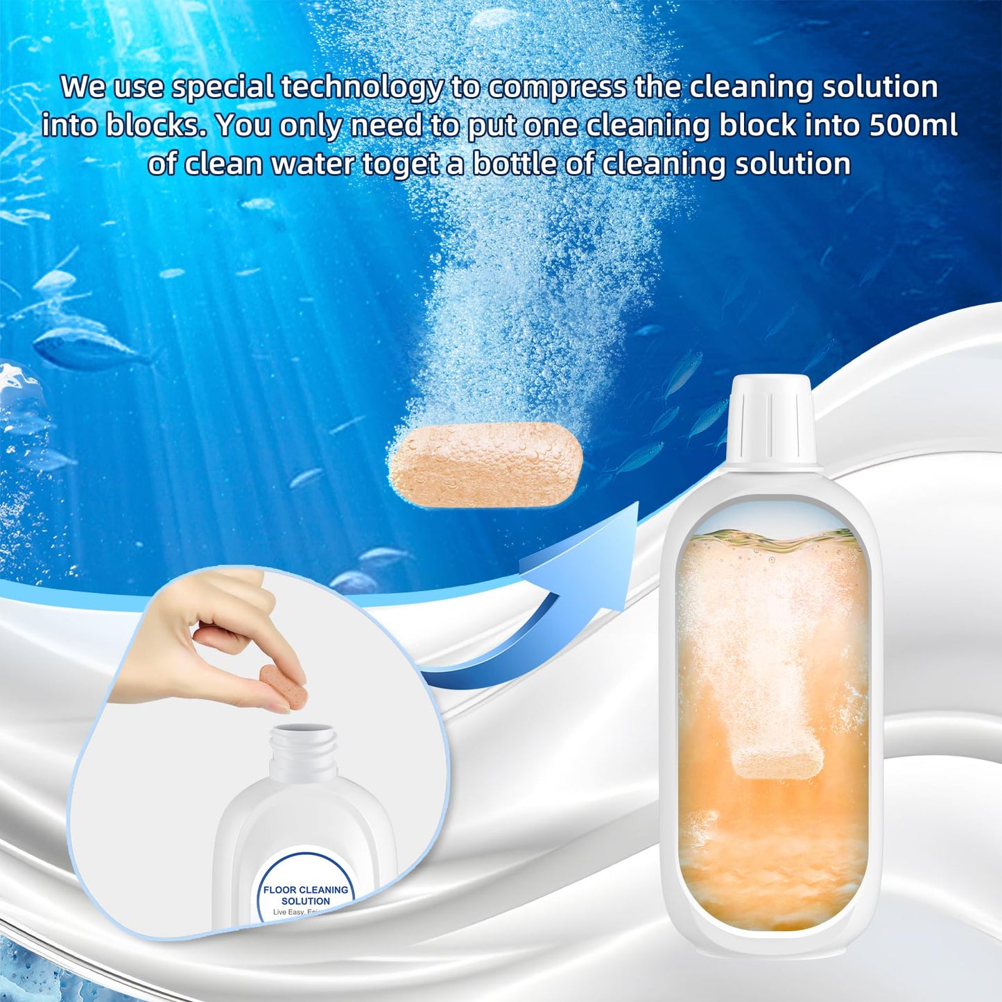 Nukisa 5 Bottles Compatible with Tineco Cleaning Solution Pet 500ml Per Bottle Orange Scents Floor Cleaner Compatible with All Robot Vacuums with Mopping and Cordless Wet/Dry Vacuum (Orange Scents)