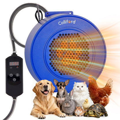 500W Dog House Heater with Thermostat, 24H Timer & Smart 40-115°F Adjustable Pet House Heater, 9.8FT Chew-Proof Cord, Kennel Heaters, Chicken Coop Heaters, Cat & Outdoor Animals