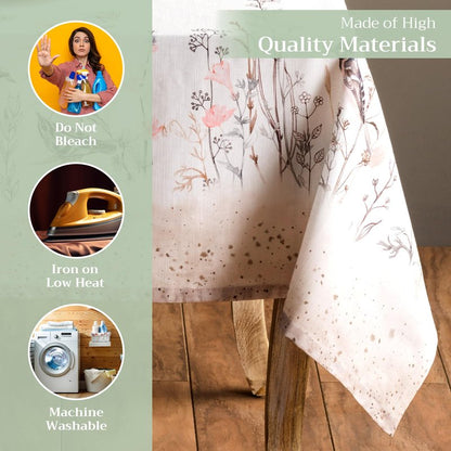 Maison d' Hermine Table Cloth Rectangle Table 100% Cotton 70 x 108 Inches Tablecloth Reusable Decorative for Dining Kitchen Farmhouse Home Gifts for Mothers Day Spring Summer- Meadow Florals - Brown