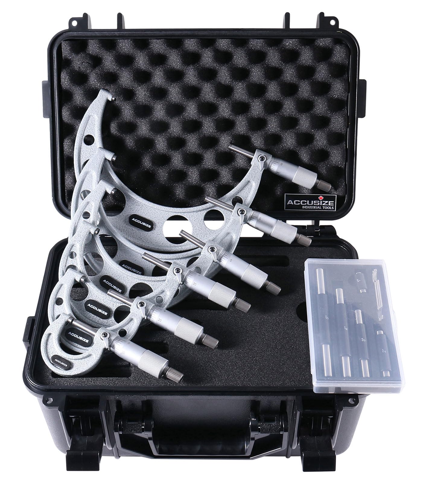 Accusize Industrial Tools 0-6 inch by 0.0001'' Ultra-Precision Outside Micrometers with Carbide Tips 6 Pc Set, Eg00-0906