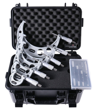 Accusize Industrial Tools 0-6 inch by 0.0001'' Ultra-Precision Outside Micrometers with Carbide Tips 6 Pc Set, Eg00-0906