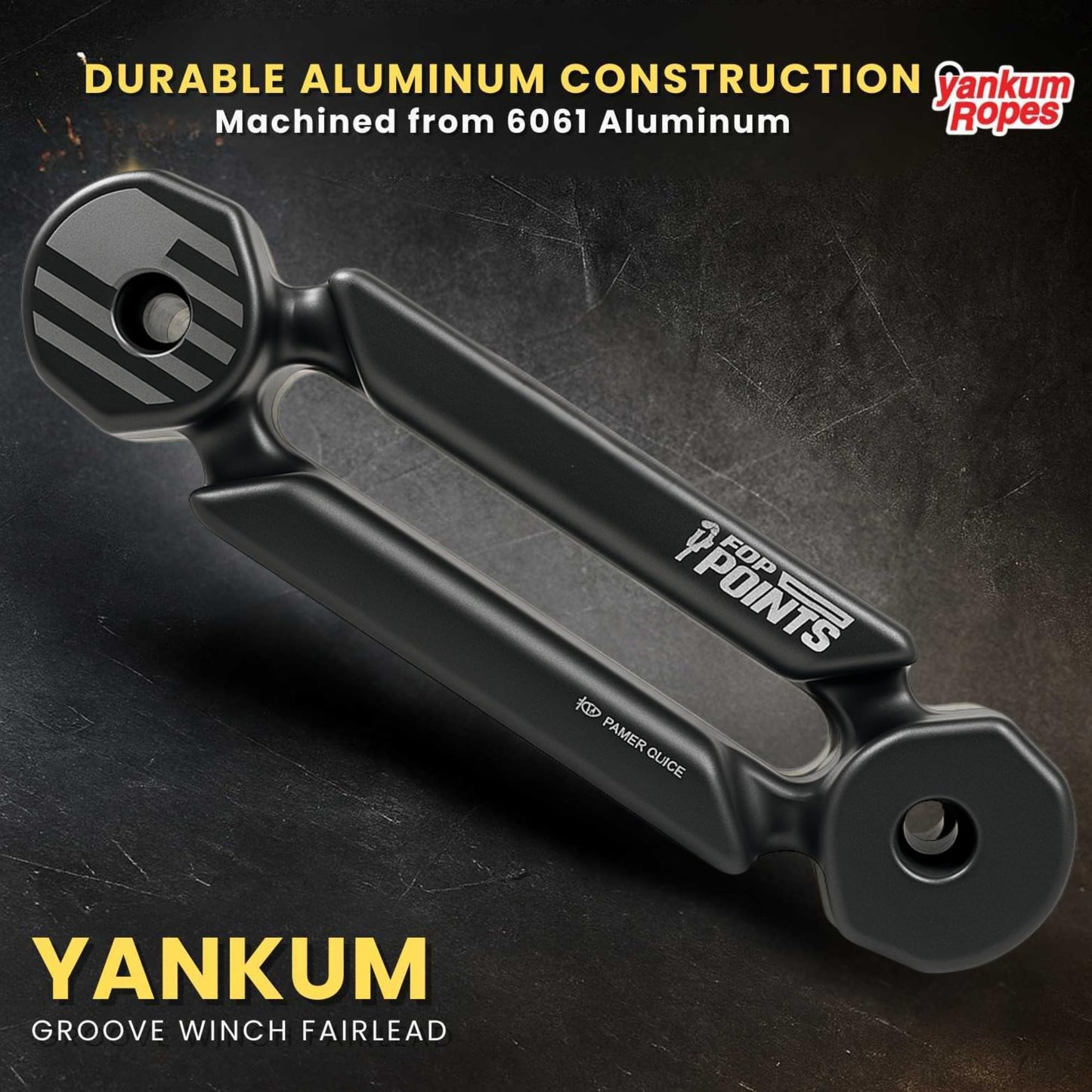 Yankum Groove Winch Fairlead - Synthetic Rope Compatible, Hawse Style, 10" Bolt Mounting, for Jeep, Truck, ATV, Heavy-Duty Winch Accessory - Made in USA