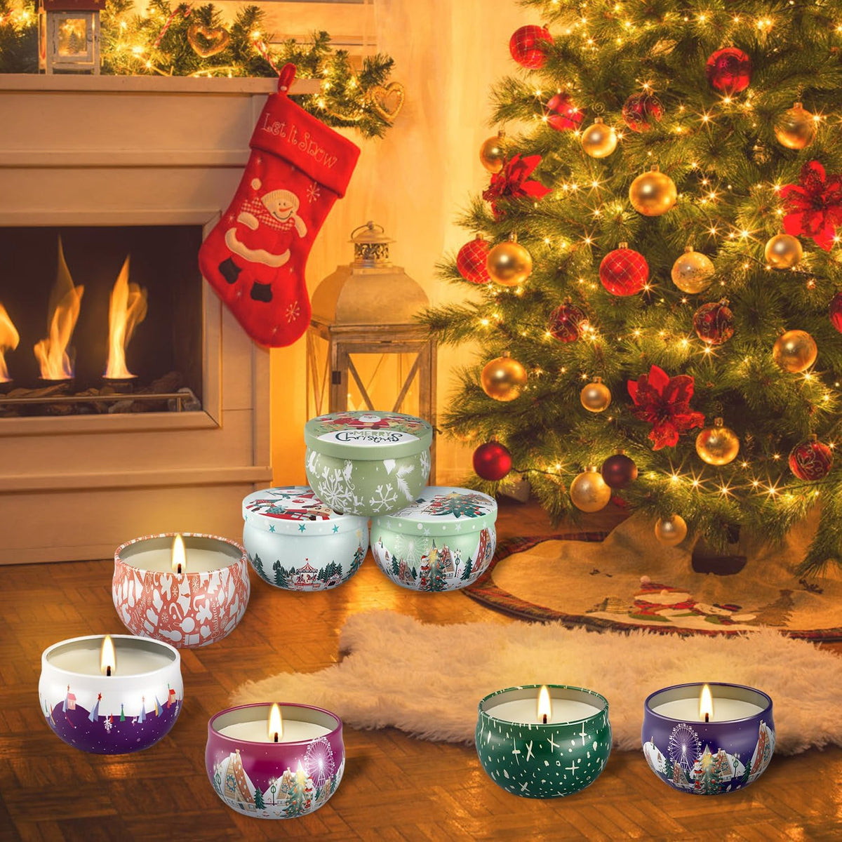 24 Packs Christmas Scented Candles Gift- Aromatherapy Candle-2.5oz Soy Wax-Long Lasting Burn time, Christmas,Advent, Thanksgiving Gifts, Home Decor