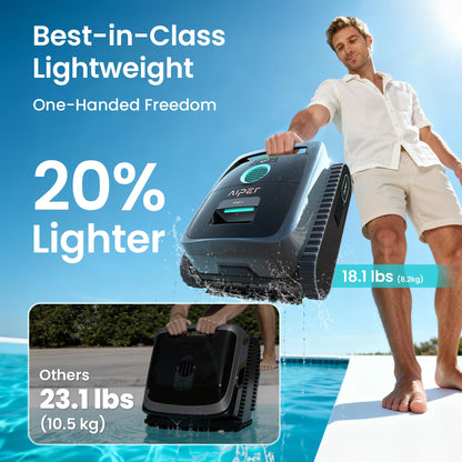 AIPER Scuba V3 AI Vision Cordless Robotic Pool Cleaner, Include Wireless Charging Dock, Smart Waterline Parking & Featherlight Design, Micromesh Multi-Layer Filtration, Grey