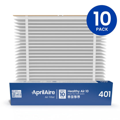 AprilAire 401 Replacement Furnace Filter for AprilAire 2400, Space-Gard 2400 Whole-House Air Purifiers - MERV 10, 16x25x6 Air Filter (Pack of 10)