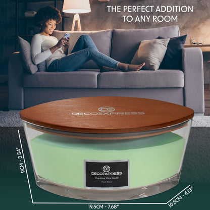 DECO EXPRESS Scented Candles, Crackle Double Wick Candles, Long 50 Hours Burn Time, Home Decor & Gift Ideas (Fresh Sheets)