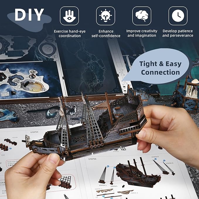 Book Nook Kit DIY Miniature Dollhouse Book Nook Kit with Dust Cover and LED Light for Teens and Adults (The Song of Sirens)