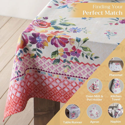 Maison d' Hermine Table Cloth Rectangle Table 100% Cotton 60 x 90 Inches Tablecloth Reusable Decorative for Dining Kitchen Room Farmhouse Home Gifts for Mothers Day Spring Summer - Rose Garden