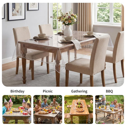 Spring rain Clear Table Cover Protector 54 x 78 Inch, PVC Plastic Tablecloth, Waterproof Oil Spill Proof Stain Resistant & Wipeable, Rectangle Vinyl Tablecloth for Desk Coffee Dining Room Table