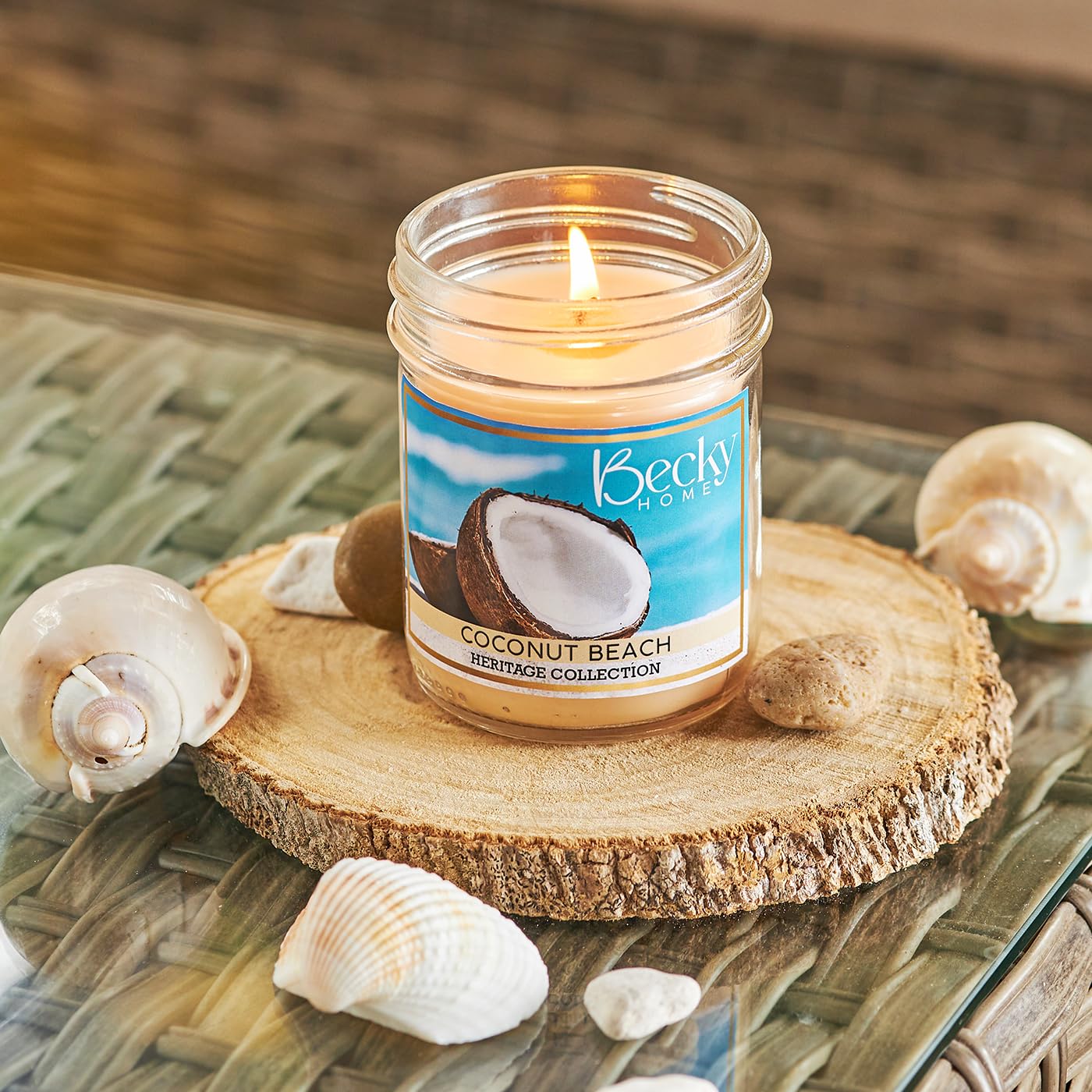 Becky Home 8oz Coconut Scented Candles for Home, 45 Hrs Soy Wax Candle, Aromatherapy Candle Gifts for Men and Women