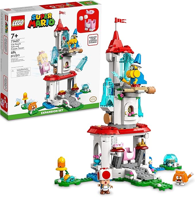 LEGO Super Mario Cat Peach Suit and Frozen Tower Expansion Set 71407 Building Toy Set for Kids Boys and Girls Ages 7+ (494 Pieces)