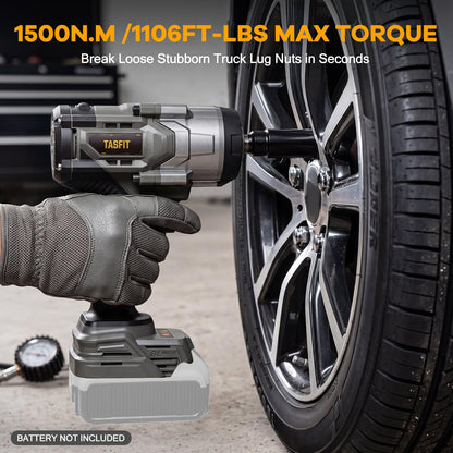 TASFIT Cordless Impact Wrench 1/2", Compatible with DeWalt 20V Battery, 1500N.m(1106Ft-Lbs) High Torque Brushless Electric Impact Gun with 3-Speed, Heavy Duty Impact Driver (Bare Tool & NO Battery)