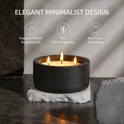 Viyffo 20oz Large Scented Candle – Eucalyptus & Rosemary, 3 Wick Non Toxic Soy Candles for Women & Men, Matte Black Ceramic Jar, Luxury Home Fragrance, Elegant Room Decor & Premium Birthday Gift