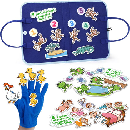 Aizweb Felt Board for Toddlers,Flannel Board Stories for Preschool Learning Activities,Kindergarten Classroom Must Haves,Five Little Monkeys,Five Little Ducks,Daycare Essentials