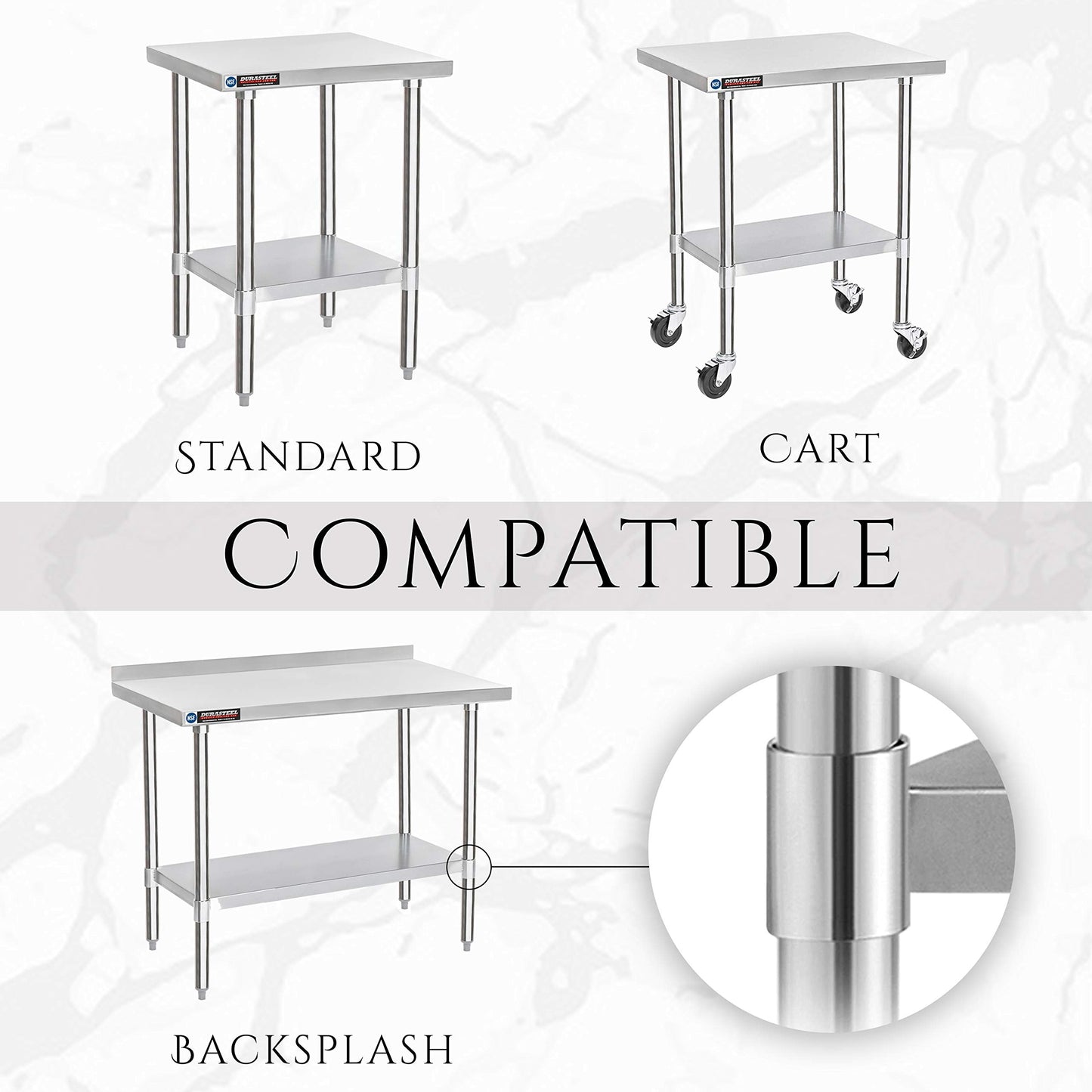DuraSteel Galvanized Under Shelf for Work Tables - Extra Adjustable Lower Shelf for 30'' x 60'' Stainless Steel and Wooden Worktables - Fits for use in Restaurant, Warehouse, Home, Kitchen, Garage