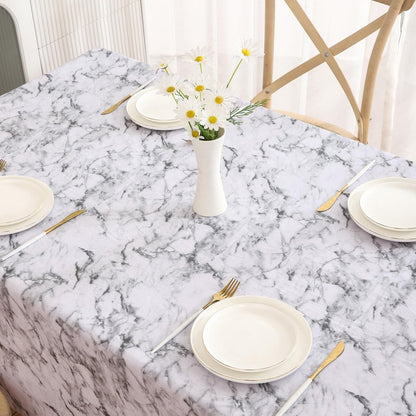 Walrus Heavy Duty Vinyl Tablecloth with Flannel Backing Waterproof Oil-Proof Plastic Table Cloth Stain-Resistant Wipeable Rectangle or Square Table Cover for Indoor and Outdoor (Marble, 60X84 Inch)