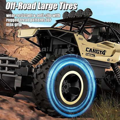 Remote Control Monster Truck RC Cars Rock Crawler RC Truck with 2 Rechargeable Batteries Metal Exterior &amp LED Lights Large Boy Toys for Ages 4-7 8-12 &amp Adults Great Gift