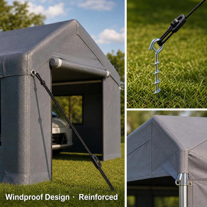 Takywep 13x25 FT Carport Canopy, Heavy Duty PE Car Shelter with Reinforced Steel Frame, Waterproof Outdoor Car Canopy for Vehicle, SUV, Truck, Boat, RV Parking, Gray