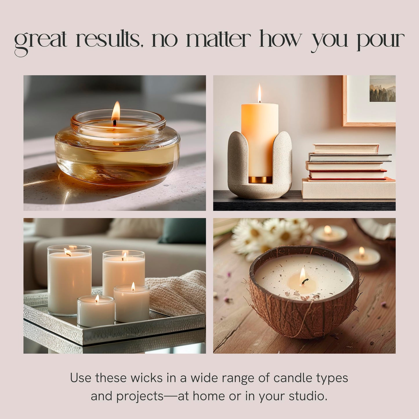 EAP Innovations 6" Eco Candle Making Wicks, Self-Trimming Design, Coreless Cotton Wicks for Candle Making, Ideal for DIY, Ideal for Low Melt-Point Waxes, Size ECO-4, Pack of 100