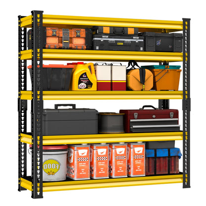 SDXYSTCE Garage Shelving Heavy Duty 2500LBS Loads, 48" W Adjustable Garage Storage Shelves, 5-Tier Metal Shelving Units and Storage, Industrial Utility Shelf, 48" Wx18 Dx78 H,Yellow