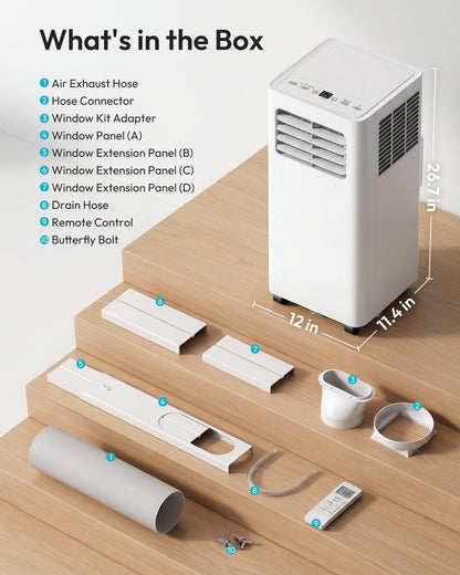 EUHOMY 14,000 BTU Portable Air Conditioners, 5-in-1 Portable AC Unit with Cool, Heat, Dehumidifier, Fan, Sleep Mode, 650 Sq.Ft. with 350 CFM Airflow, App/Remote Control, 24H Timer Quiet AC for Bedroom