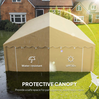 Outsunny 20' x 40' Heavy Duty Party Tent, Galvanized Outdoor Canopy Tent Large Event Shelter with Removable Sidewalls, 12 Windows and 2 Doors, Tents for Parties, Wedding, Events, BBQ Grill, Brown