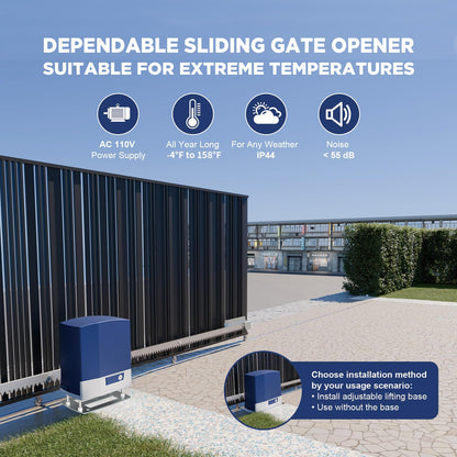 Automatic Sliding Gate Opener 2700lb with 550W Rack Drive Electric Gate Motor for Heavy Driveway Slide Gates with 2 Remote Controls, Infrared Sensor & Nylon Gear Rack