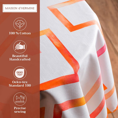 Maison d' Hermine Table Cloth Round Table 100% Cotton 69 Round Inches Tablecloth Reusable Decorative for Dining Kitchen Room Farmhouse Home Gifts for Mothers Day Spring Summer - Summer Maze
