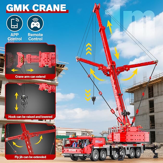 Mould King Engineering Crane Building Sets 17065 Large Vehicles Crane Model Kits APP Programmable Construction Vehicle Building Kits for Adult Collections Enthusiasts(4566 PCS)