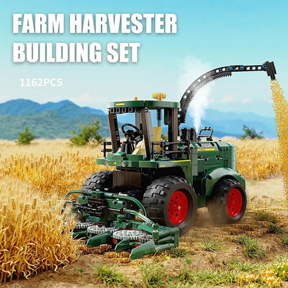 Technic Tractor Building Block Set Farm Truck &amp Harvester Building Toys with Moveable Grain Head Stem Construction Vehicles Model Christmas Birthday Gift for Adults Boys Age 8-12(1162Pcs)