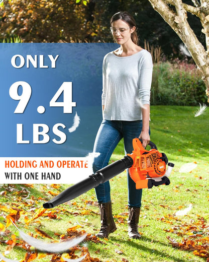 Getell Handheld Gas Leaf Blower – 26cc Two-Cycle Engine, 180 mph, 380 cfm – High-Velocity Yard Clearing Tool for Lawn Care, Driveways, and Light Snow Removal (Black Orange)