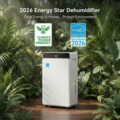 Ludatido 2026 Upgraded ENERGY STAR Dehumidifier, 80 Pint/Day, 5000 Sq.Ft for Whole Home & Basement, 1.72 Gal Tank, 35dB Quiet, Child Lock, Sleep/Fan/Dry Modes, 24H Timer & Auto Continuous Drain