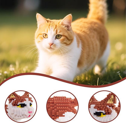 Cat Micro Building Blocks Set Animal Yellow Cat DIY Mini 3D Building Toy Bricks Kit Gift for Adults and Kids4800 Pieces