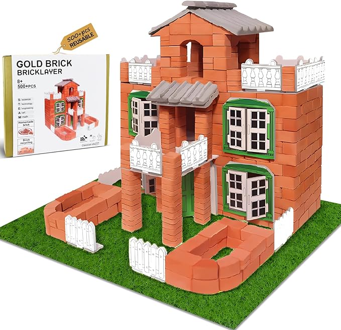 Brick and Mortar Construction Set DIY Building Blocks for Kids Ages 6+ STEM Construction Kit Versatile Creative Play Great Birthday Gift