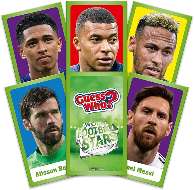 Winning Moves World Football Stars Guess Who? Green Board Game Play with Messi Ronaldo Harry Kane Salah Easy to Setup Gift for Kids Ages 6 and up One Size Fits All