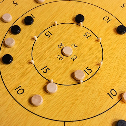 27 Inch Crokinole Board Game Crokinole &amp Checkers with 22 Inch Playing Surface 24 Discs and Storage Bag Canadian Heritage Tabletop Games Dexterity Krokinole Games for Families and Friends