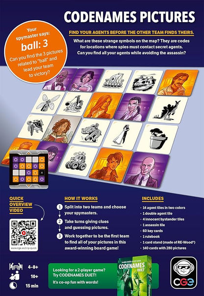 CGE Codenames: Pictures Board Game (2nd Edition) The Top Secret Picture Association Party Game for Friends &amp Family Game Nights 4+ Players