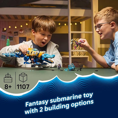 LEGO DREAMZzz Crocodile Submarine Building Toy for Boys &amp Girls - Pretend Play Set for Kids Ages 8+ W/2 Build Options - Includes 3 Minifigures &amp Treasure Creature - Gift Idea for Birthdays -