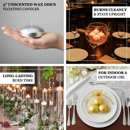 Efavormart 12 Pack 3" Blush Unscented Floating Candles, Long Burn Dripless Wax Discs with Cotton Wick for Cylinder Vases and Wedding Centerpieces