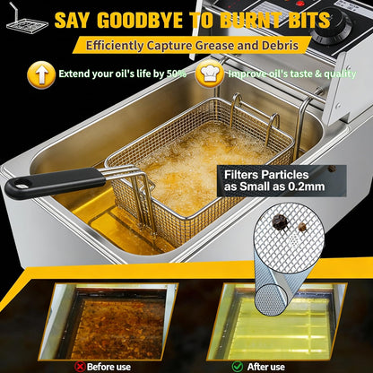 Upgraded AF45 Fryer Filter TK45 Commercial Deep Fryer Filter Strainer 13.75" x 13.75" 550 Micron 304 Stainless Steel, +20% Thickened, Extend Oil Life by 50%