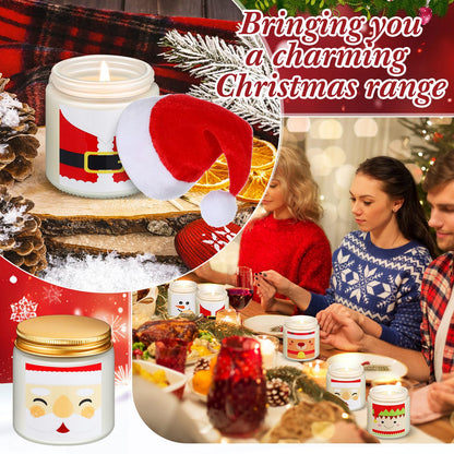 Conelist 48 Pack Christmas Scented Candles Jar Set Include 24 Pcs 7oz Soy Wax Aromatherapy Candles and 24 Pcs Mini Santa Hat Holiday Party Favor Gift Bulk for Women Men Adult Coworker