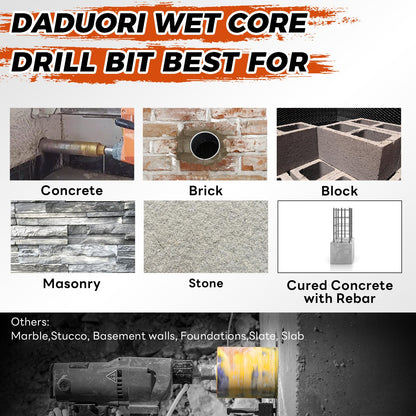 DaduoRi 10 Inch Wet Core Drill Bit & SDS Max Shank Drill Adapter - 10" Diameter Core Bits for Concrete, 14" Drilling Depth, 1-1/4"-7 Thread Diamond Core Bit for Cured Concrete, Masonry, Brick
