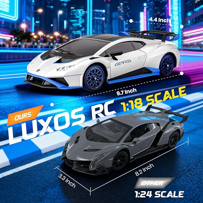 Lamborghini Remote Control Car 1:18 Scale Officially Licensed Lamboghini Toy Car Cool RC Cars Toys for 4 5 6 7 8 9 10 11 12 Year Old Boys Kids Adults Gifts 15km/h Fast RC Drift Car (White)